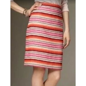 Talbots Linen Bright Multicolor Stripe Pencil Skirt 10